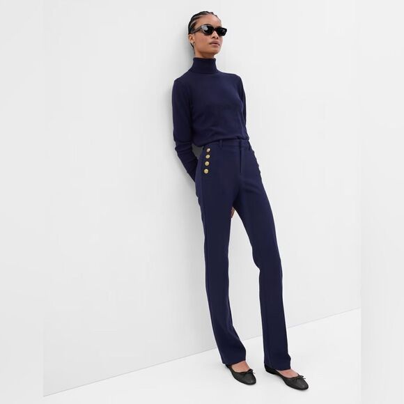 GAP 742013-01 Flare High Rise Elegant Trousers Pants Women's Black Size 4 NWT - Picture 1 of 7